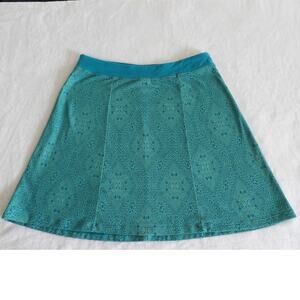 prAna A- Line Skirt Womens Medium Stretchy Teal Blue Pullon Vacation Resortwear‎